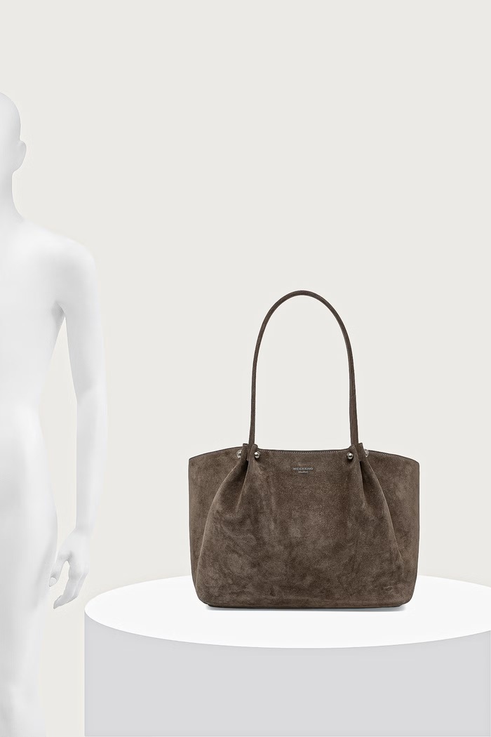 Torebka shopper damska zamszowa WKAPESI Weekend Max Mara szary 2625516165600