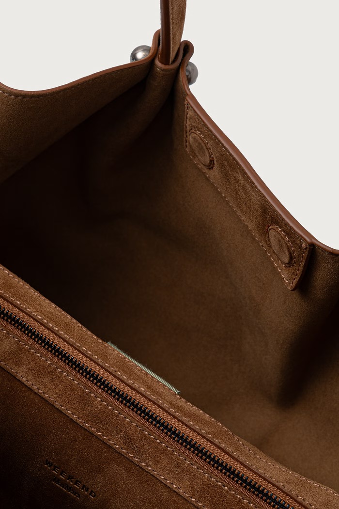 Torebka shopper damska zamszowa WKAPESI Weekend Max Mara 2625516165600 brązowy