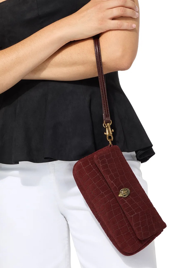 Torebka damska zamszowa Pickle Kurt Geiger London bordowy 5579254249