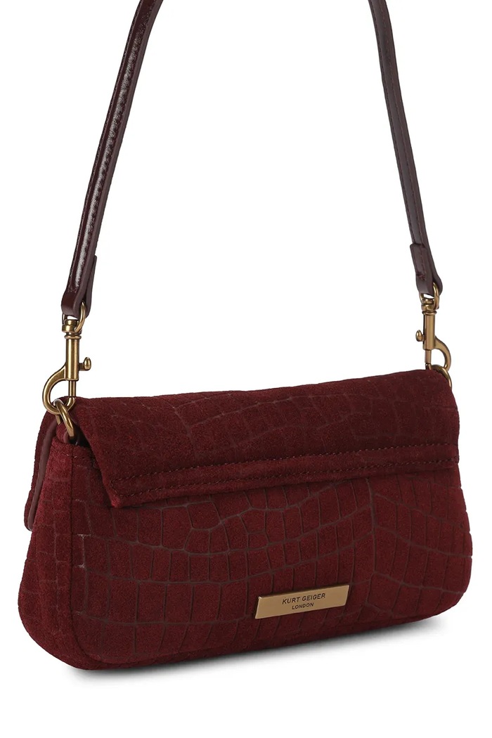 Akcesoria Kurt Geiger London Torebka damska zamszowa Pickle 5579254249 bordowy