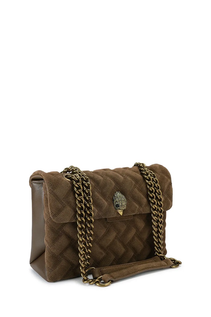 Kurt Geiger London Torebka crossbody damska zamszowa KENSINGTON 6344430219 brązowy AW26