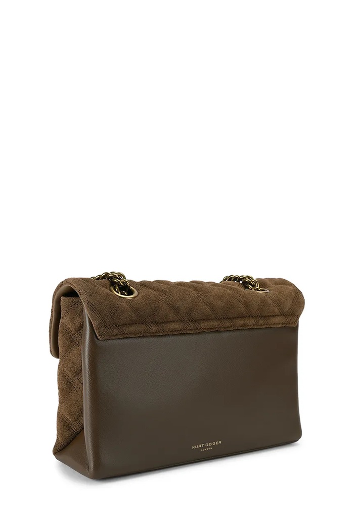Akcesoria Kurt Geiger London Torebka crossbody damska zamszowa KENSINGTON 6344430219 brązowy