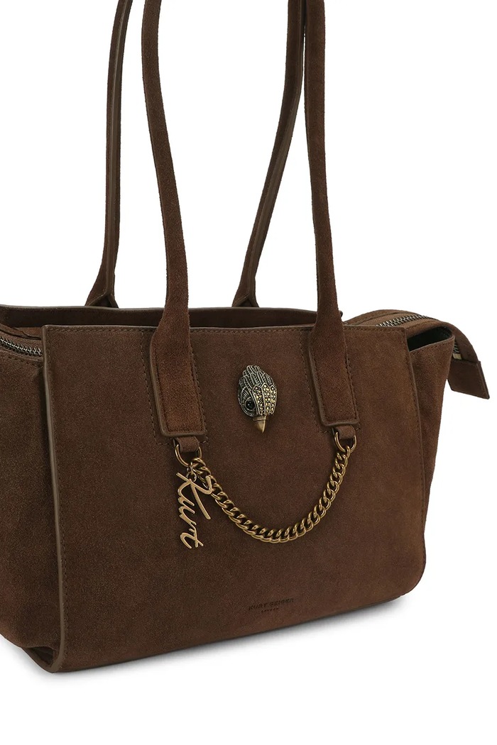 Kurt Geiger London Torebka shopper damska zamszowa Sloane 6152330209 brązowy AW26