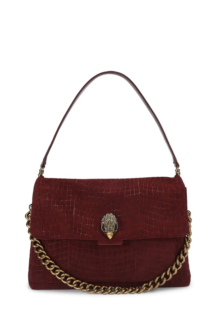 Kurt Geiger London Torebka hobo damska zamszowa CELIA bordowy 6056554019