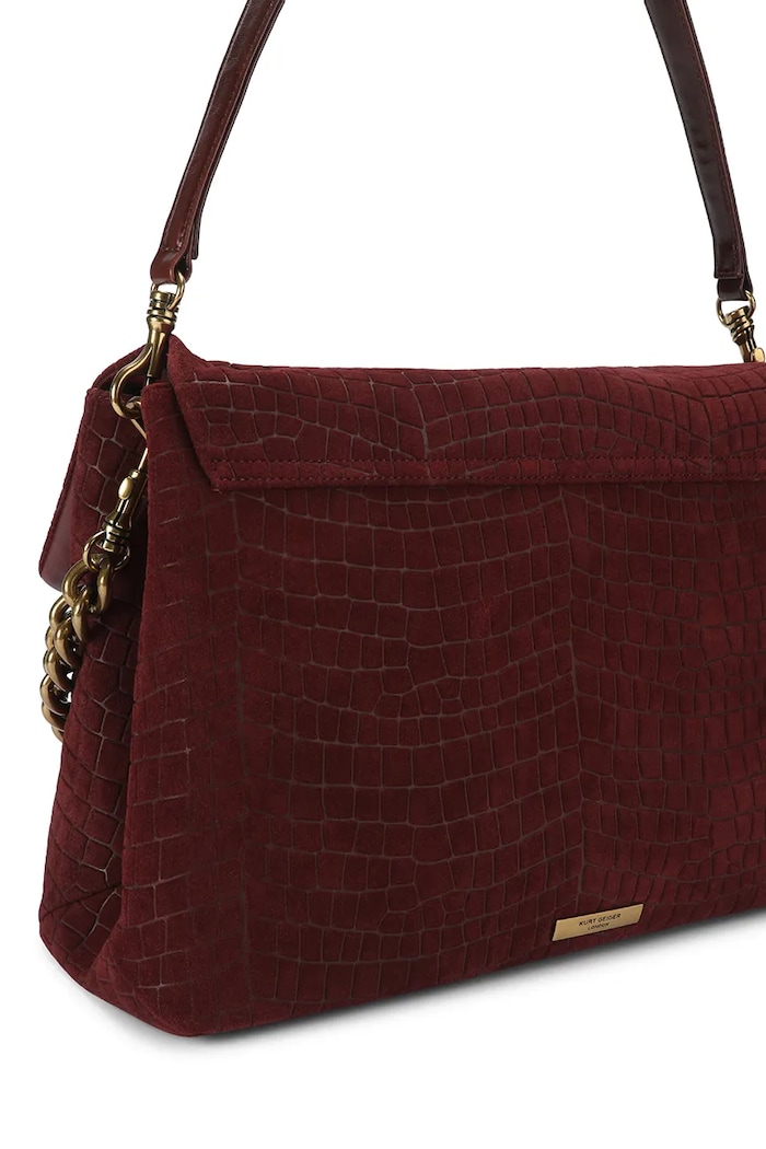 Akcesoria Kurt Geiger London Torebka hobo damska zamszowa CELIA 6056554019 bordowy