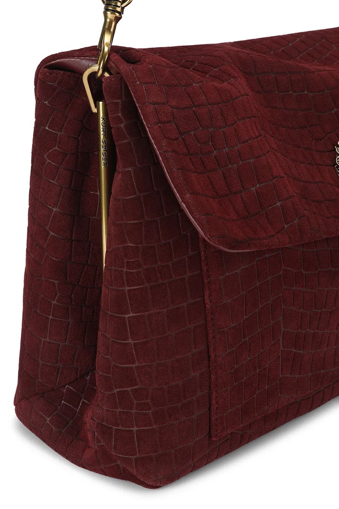 Torebka hobo damska zamszowa CELIA Kurt Geiger London 6056554019 bordowy