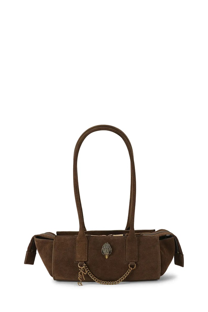 Kurt Geiger London Torebka bagietka damska zamszowa Sloane brązowy 5965230209