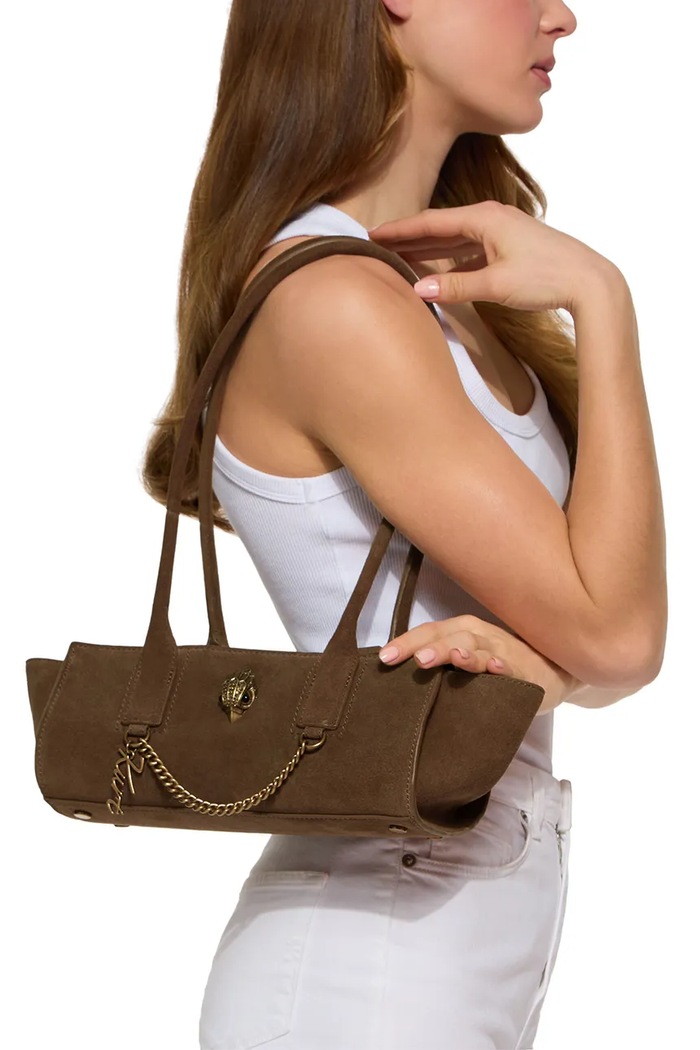 Torebka bagietka damska zamszowa Sloane Kurt Geiger London brązowy 5965230209
