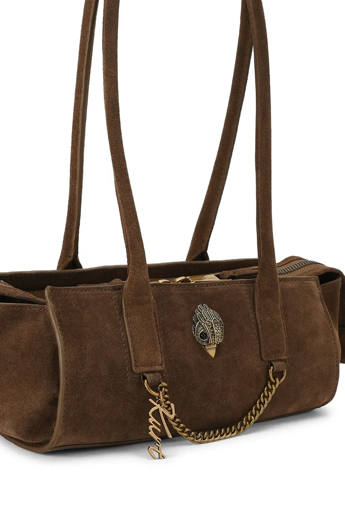 Kurt Geiger London Torebka bagietka damska zamszowa Sloane 5965230209 brązowy AW26