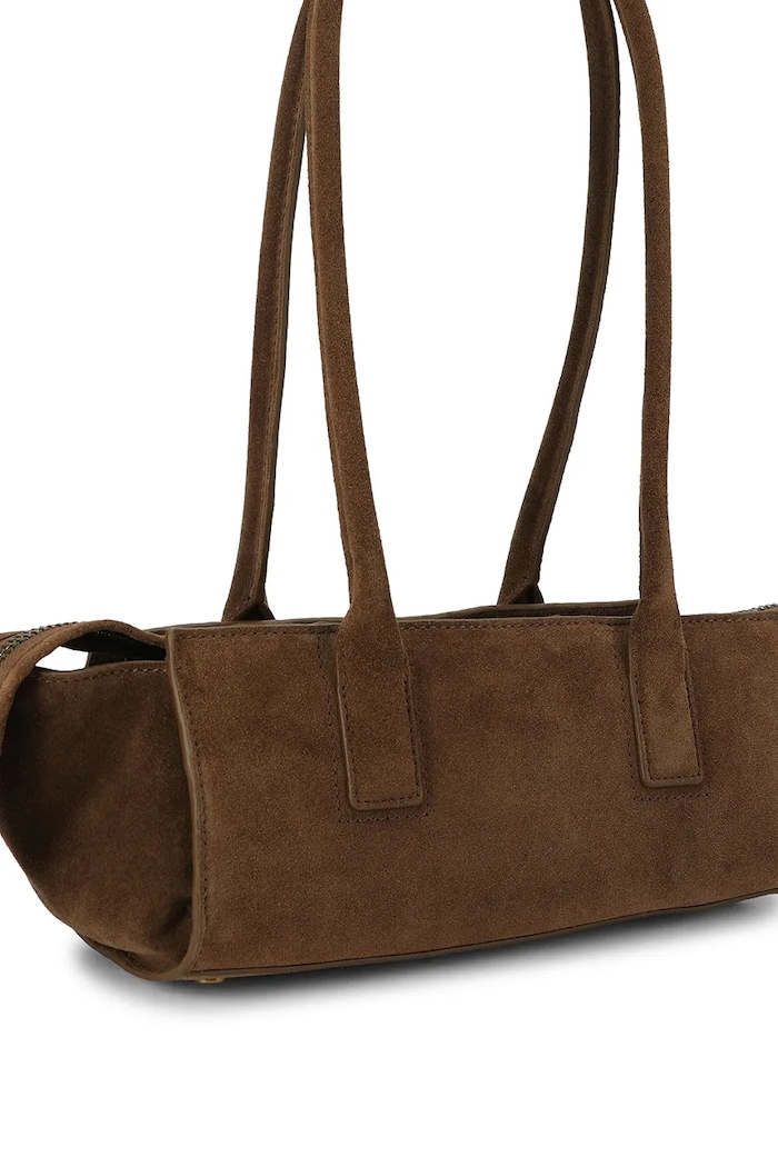 Akcesoria Kurt Geiger London Torebka bagietka damska zamszowa Sloane 5965230209 brązowy