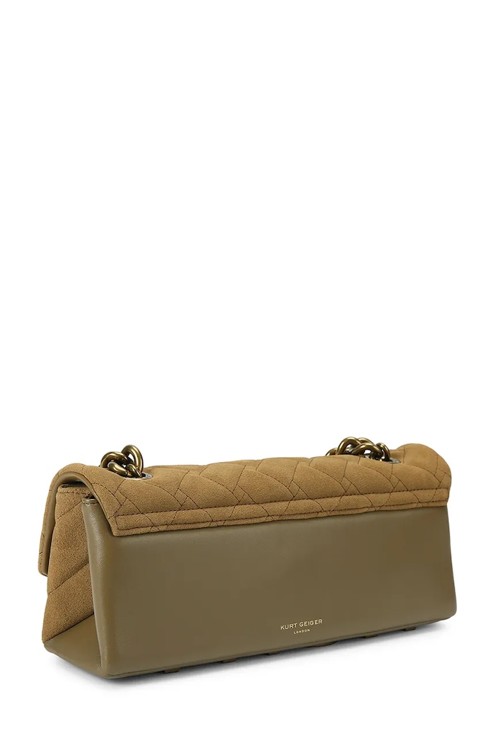 Kurt Geiger London Torebka bagietka damska zamszowa KENSINGTON 5963933209 brązowy AW26