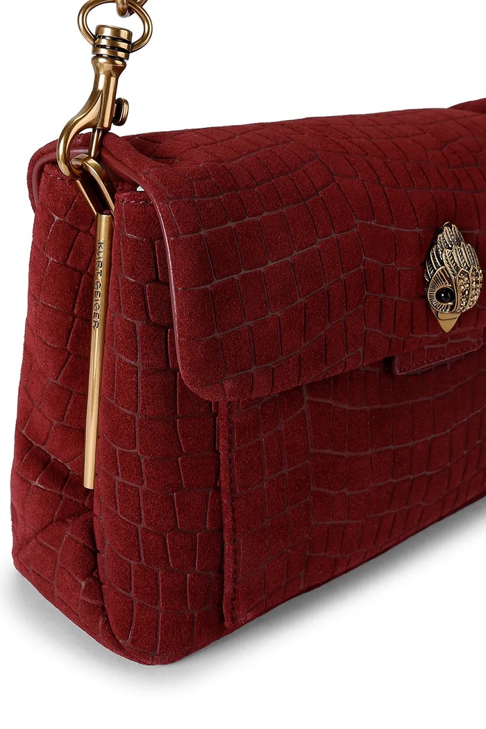 Torebka damska zamszowa CELIA Kurt Geiger London 5851754249 bordowy