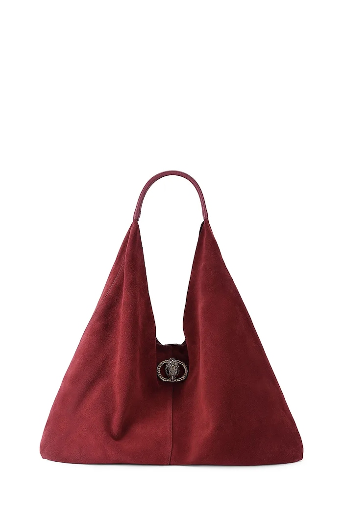 Kurt Geiger London Torebka hobo damska zamszowa Chelsea bordowy 5049754209