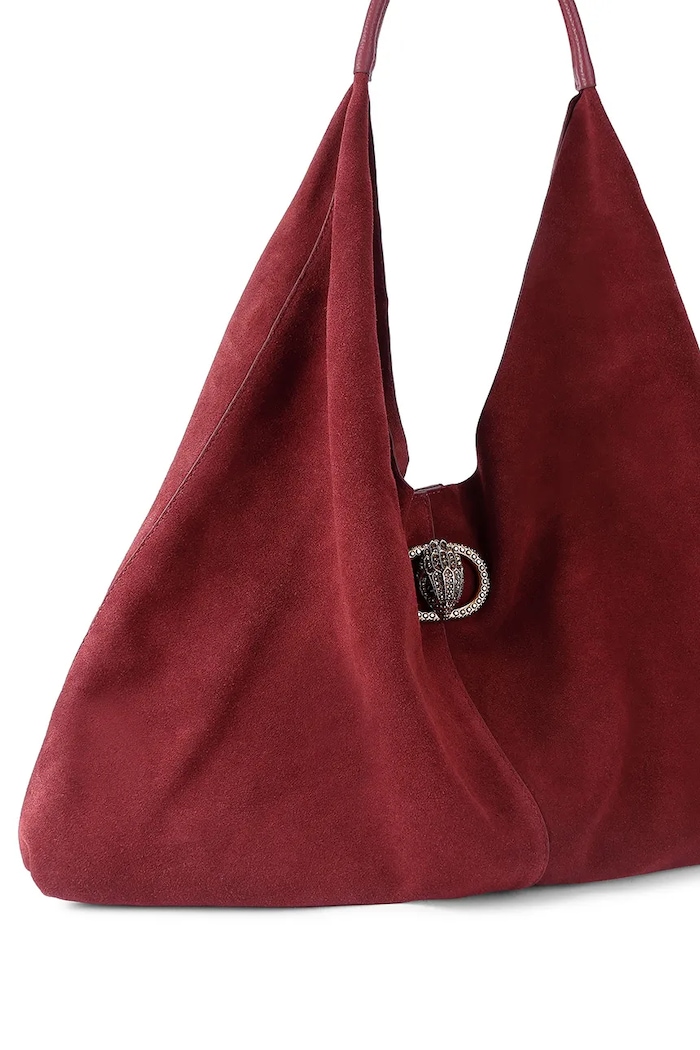 Kurt Geiger London Torebka hobo damska zamszowa Chelsea 5049754209 bordowy AW26