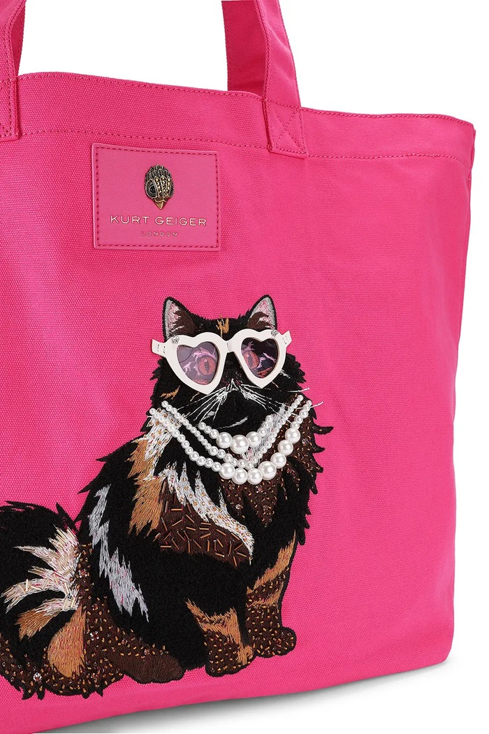 Torebka shopper damska bawełniana Kurt Geiger London różowy 6152698339