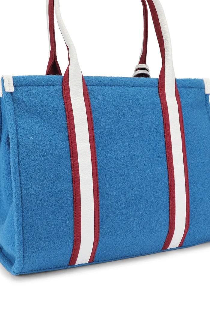Akcesoria Kurt Geiger London Torebka shopper damska z łączonych materiałów 6060180609 niebieski