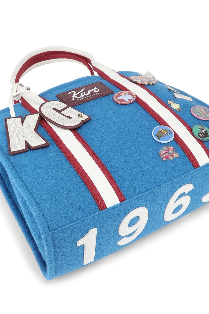 Torebka shopper damska z łączonych materiałów Kurt Geiger London 6060180609 niebieski