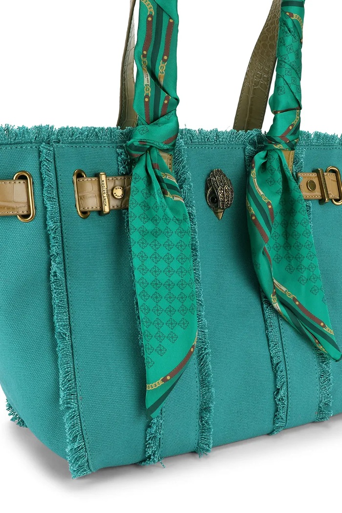 Kurt Geiger London Torebka shopper damska bawełniana Sloane 6056077339 turkusowy AW26