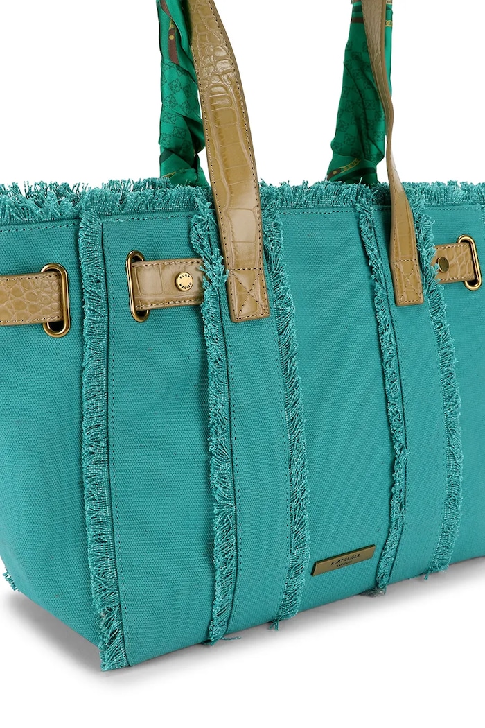 Akcesoria Kurt Geiger London Torebka shopper damska bawełniana Sloane 6056077339 turkusowy