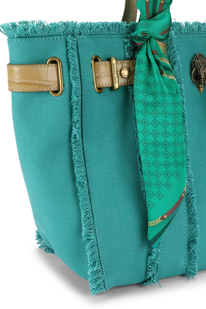 Torebka shopper damska bawełniana Sloane Kurt Geiger London 6056077339 turkusowy