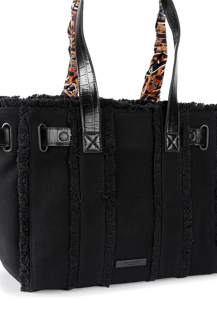 Akcesoria Kurt Geiger London Torebka shopper damska bawełniana Sloane 6056000339 czarny