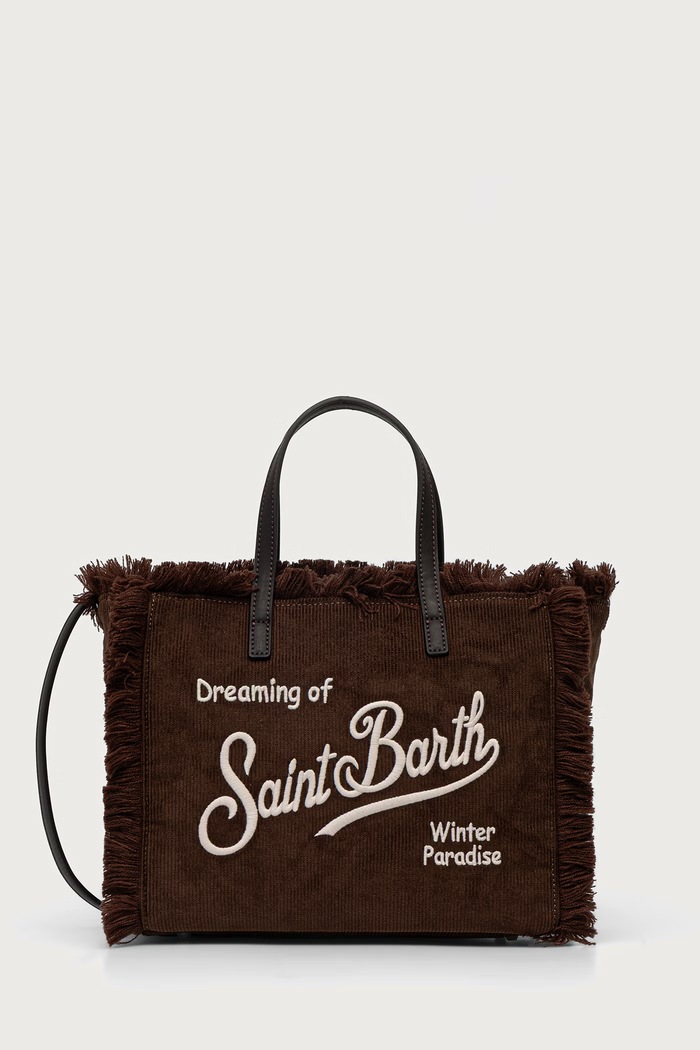 MC2 Saint Barth Torebka tote damska sztruksowa brązowy COL0048