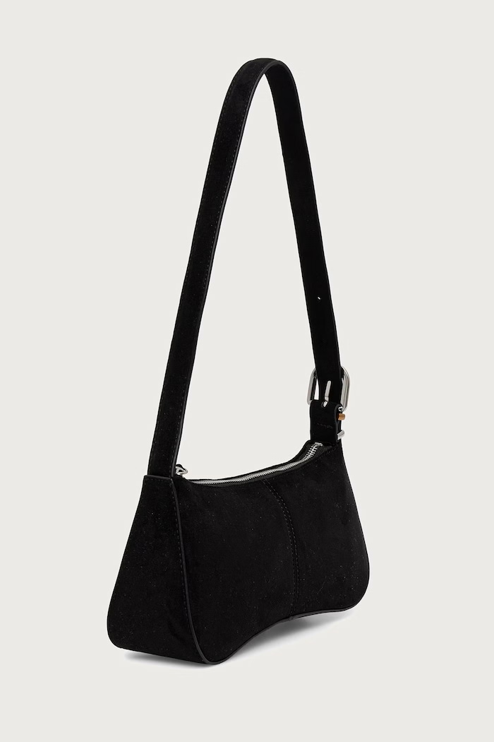 Steve Madden Torebka hobo damska z imitacji zamszu Btanzie SM13002294 czarny AW26
