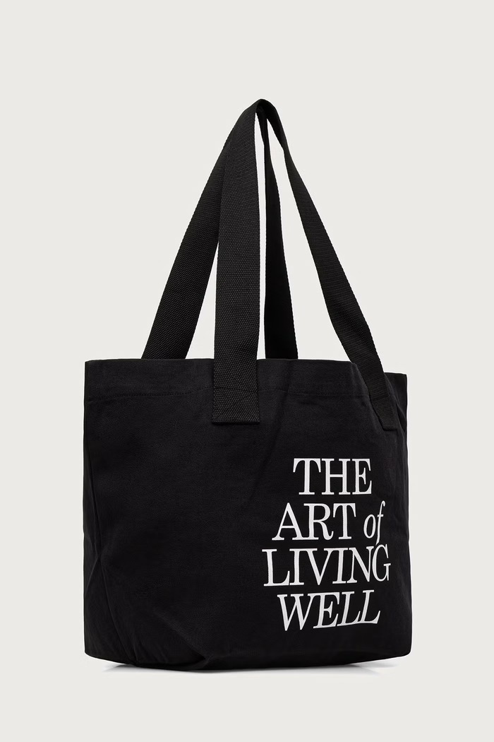 Sporty & Rich Art OG torebka shopper damska bawełniana BA00382096BA01 czarny AW26