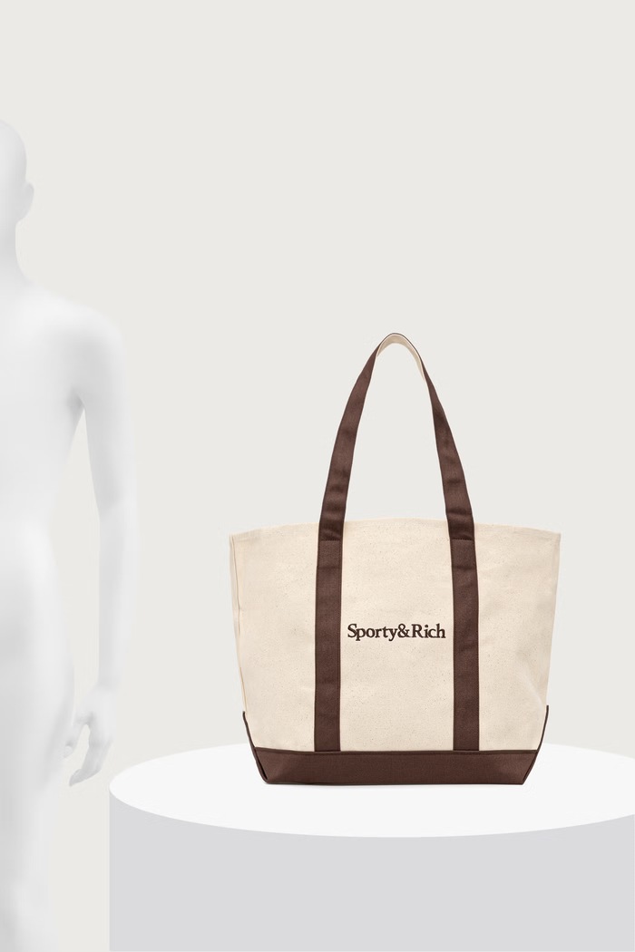 Sporty & Rich Serif Logo torebka shopper damska bawełniana BA00683300BE33