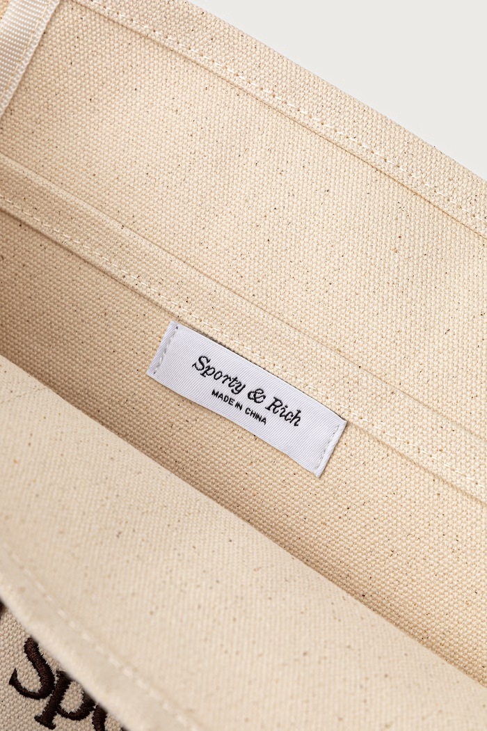 Serif Logo torebka shopper damska bawełniana Sporty & Rich beżowy BA00683300BE33