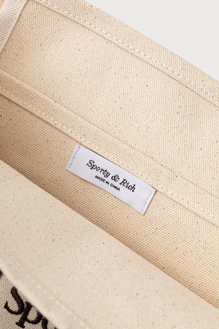 Serif Logo torebka shopper damska bawełniana Sporty & Rich beżowy BA00683300BE33