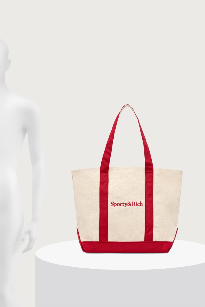 Sporty & Rich Serif Logo Medium torebka shopper damska bawełniana BA00685300BE27