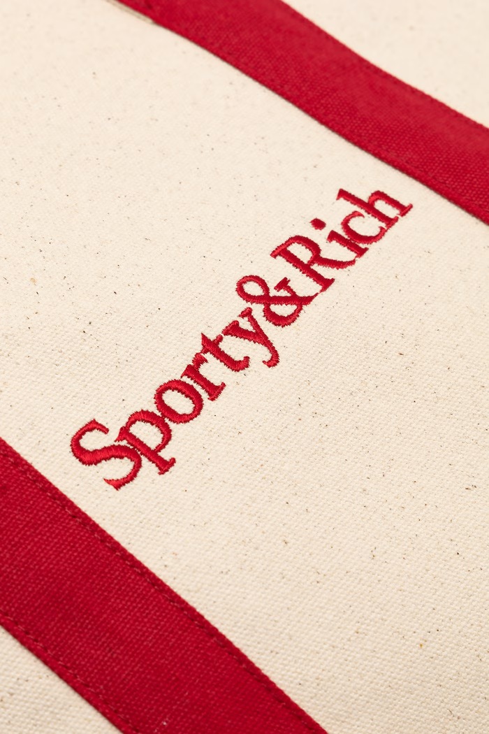 Serif Logo Medium torebka shopper damska bawełniana Sporty & Rich BA00685300BE27 beżowy