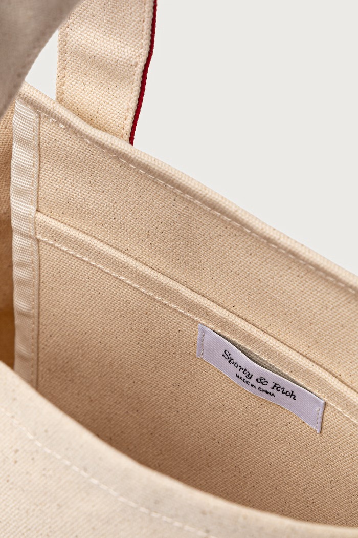 Serif Logo Medium torebka shopper damska bawełniana Sporty & Rich beżowy BA00685300BE27