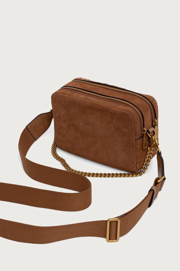 Akcesoria MICHAEL Michael Kors Torebka crossbody damska zamszowa BRYANT 32F6AYTC6S brązowy