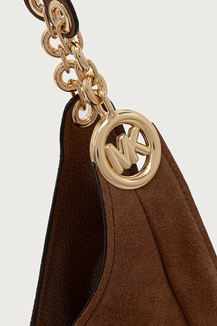 Torebka shopper damska zamszowa ELLIE MICHAEL Michael Kors 30F6GEJE7S brązowy