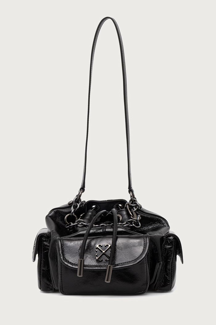 Off-White Dumbo.b Bucket Bag βαλιτσάκι γυναικείο δερμάτινο μαύρο OWWMY01F26LT01