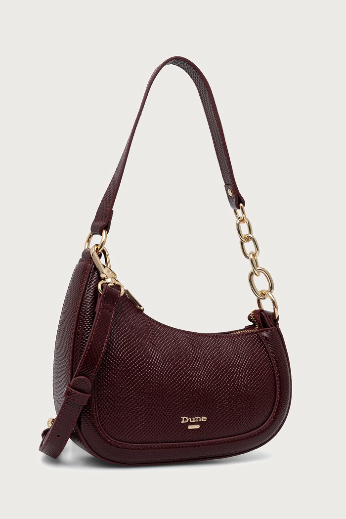 Dune London Torebka crossbody damska skórzana DIRECTION 0022509700036929 bordowy AW26