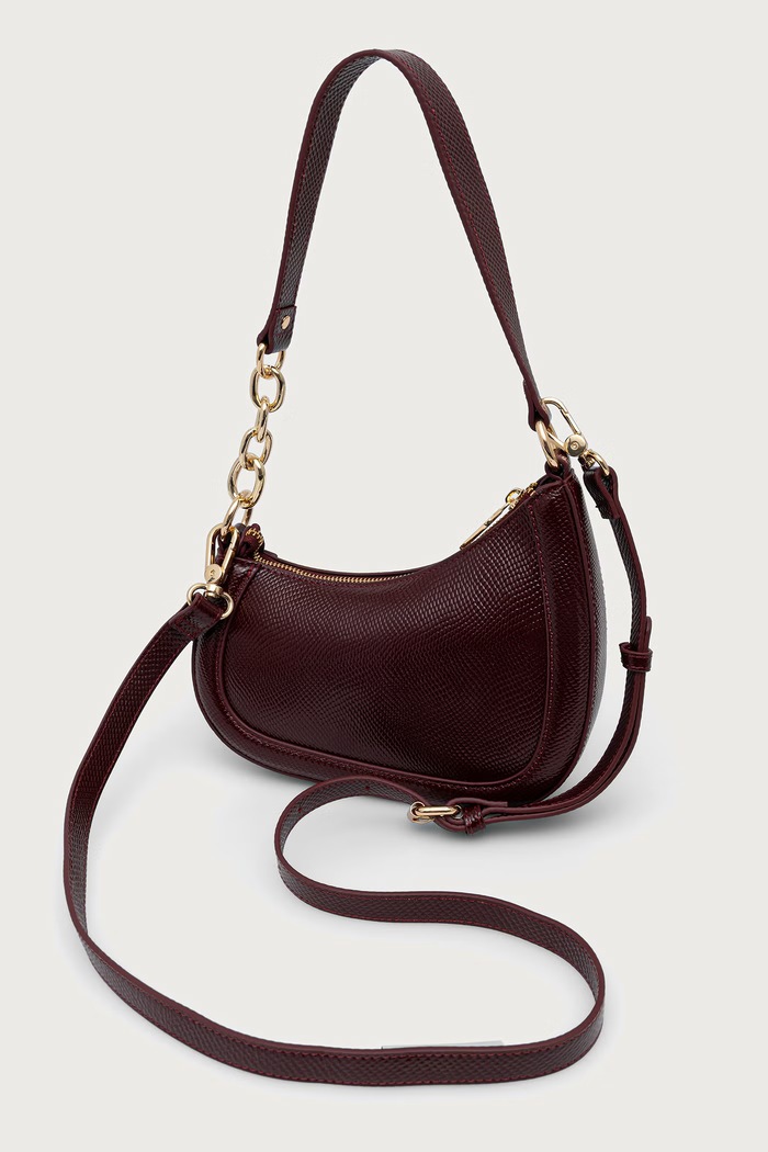 Torebka crossbody damska skórzana DIRECTION Dune London 0022509700036929 bordowy