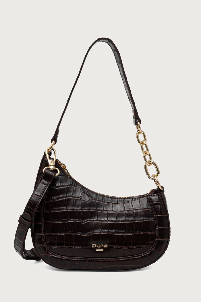 Dune London Torebka crossbody damska skórzana DIRECTION brązowy 0022509700036808