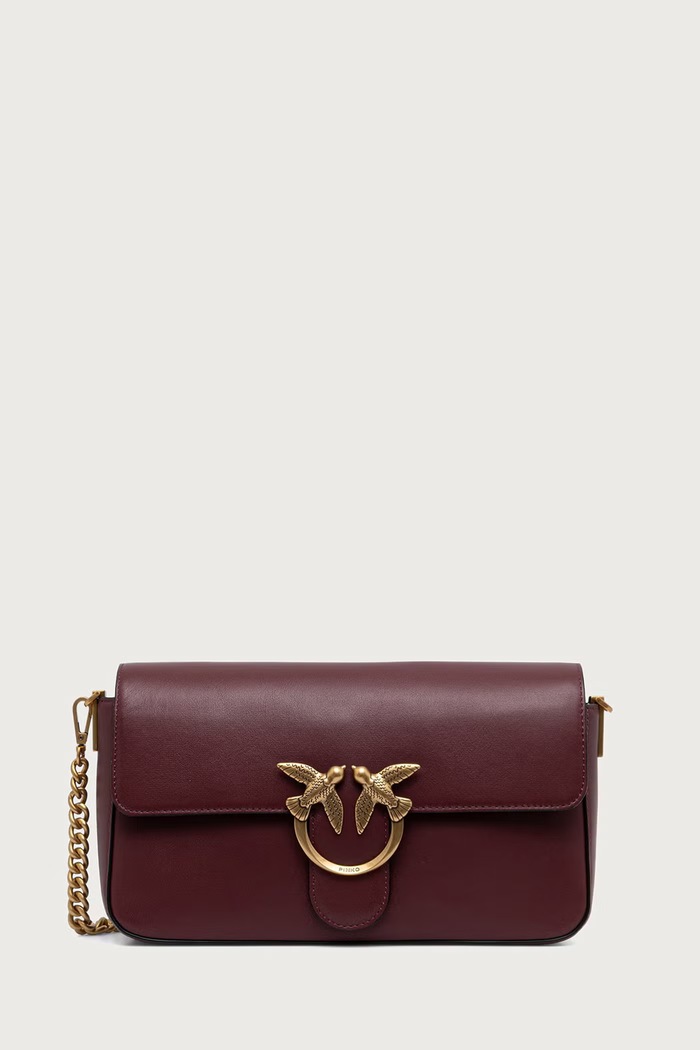 Pinko Torebka crossbody damska skórzana bordowy 107925.A2JG