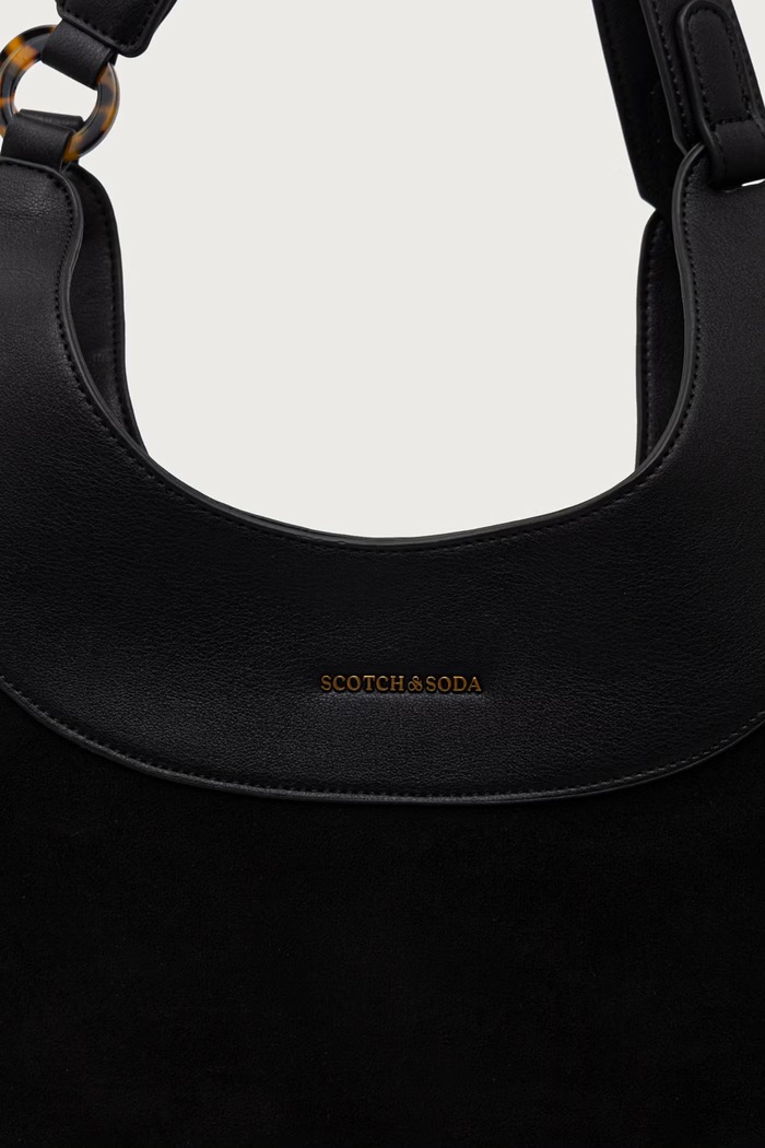 Torebka tote damska z imitacji zamszu Scotch & Soda SCHB0026 czarny