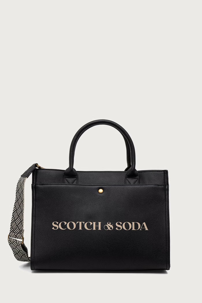 Scotch & Soda Torebka tote z imitacji skóry czarny SCHB0025
