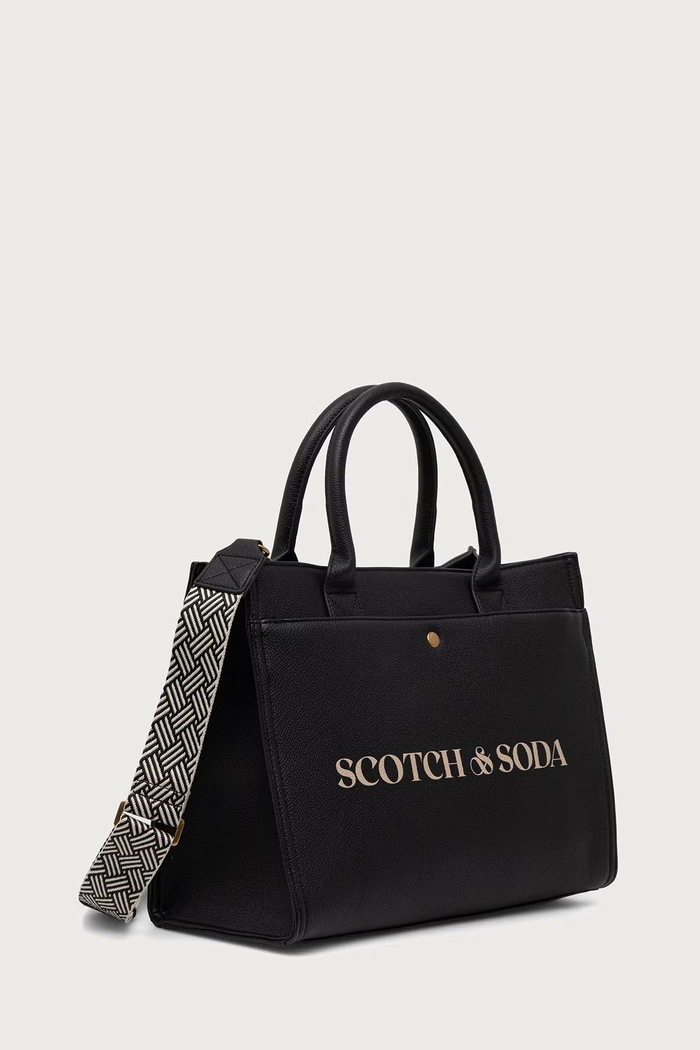 Scotch & Soda Torebka tote z imitacji skóry SCHB0025 czarny AW26