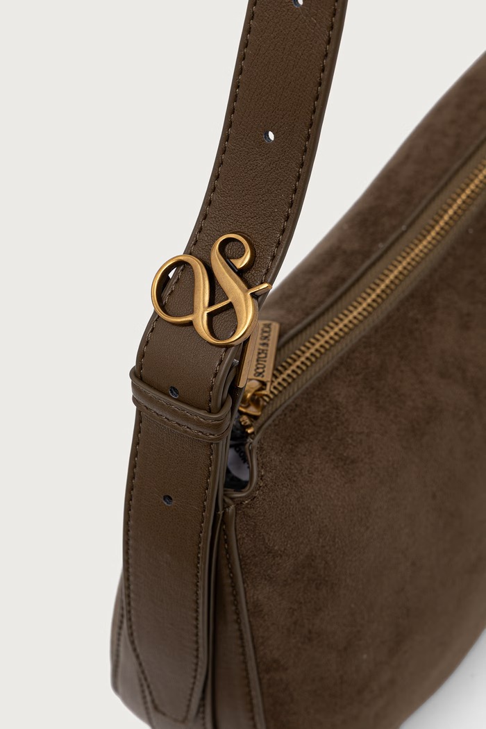 Torebka hobo damska z imitacji zamszu Scotch & Soda SCHB0016 zielony