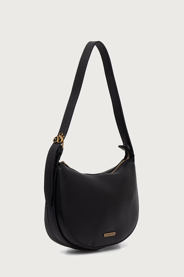 Scotch & Soda Torebka hobo damska z imitacji zamszu SCHB0016 czarny AW26