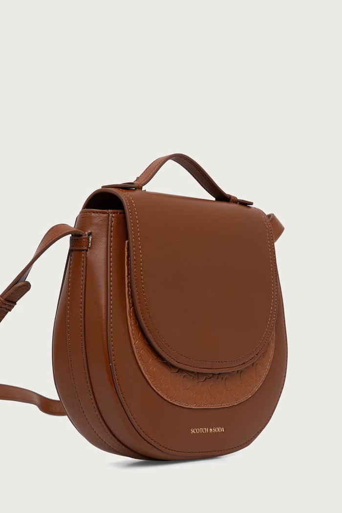 Scotch & Soda Torebka crossbody damska z imitacji skóry SCHB0004 brązowy AW26