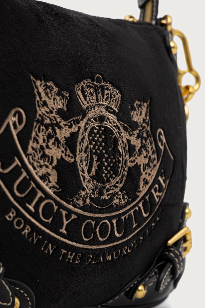 Crossbody kabelka dámska zamatová TWIG NARRATIVE Juicy Couture čierna BIJTG99C8WZC