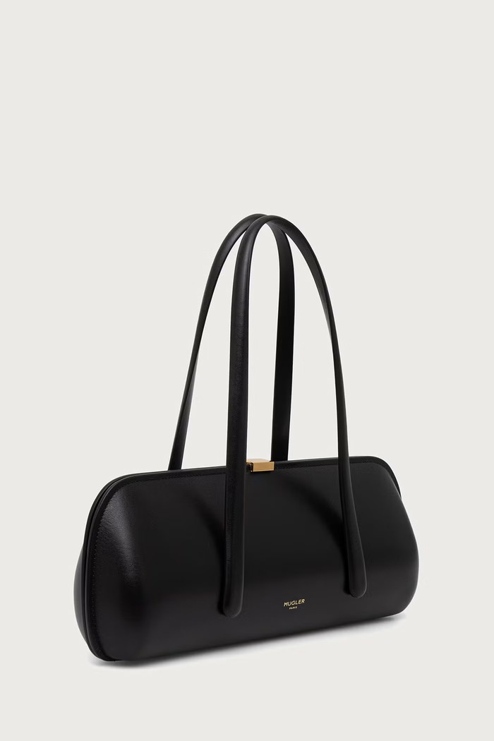MUGLER Geantă plic pentru femei din piele 26F10SA00609050 negru AW26