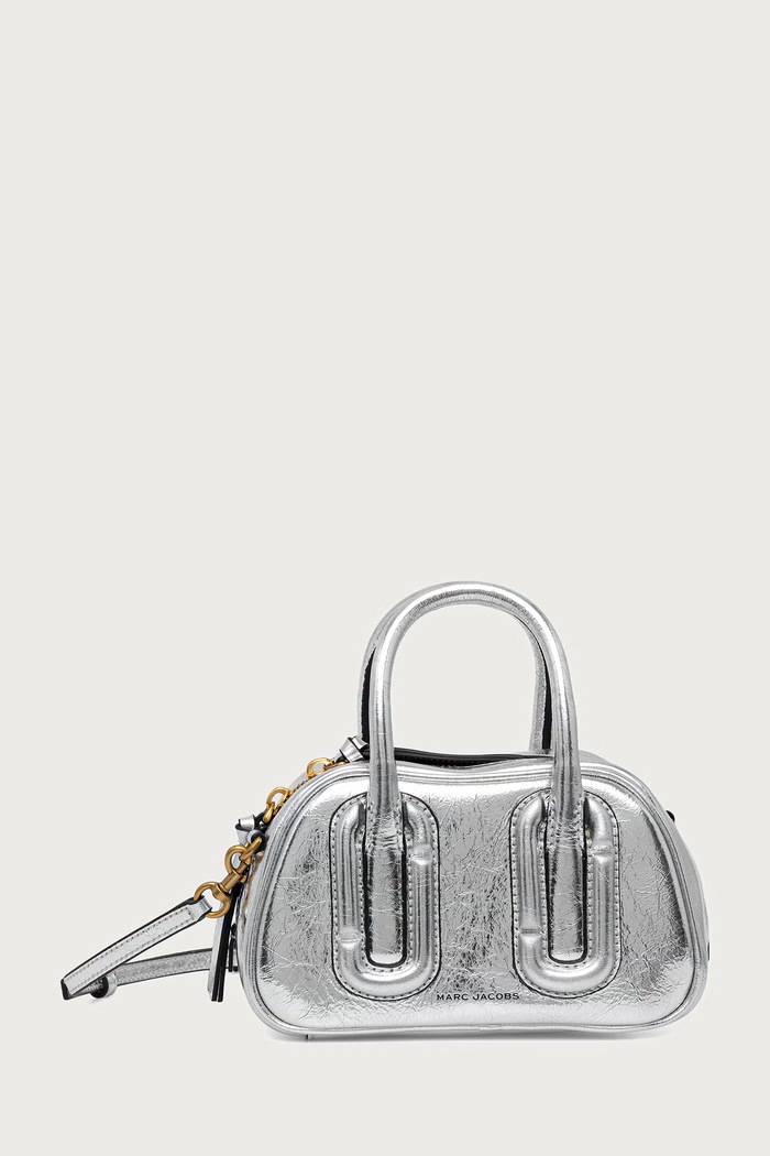 MARC JACOBS Crossbody kabelka dámska kožená BABE MINI strieborná 2F6HSC009H01